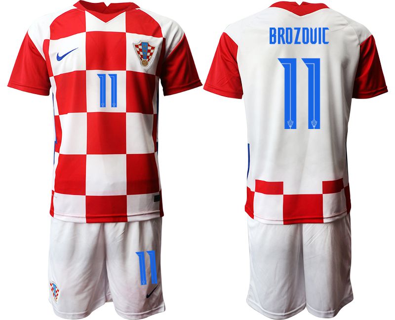Men 2020-2021 European Cup Croatia home red #11 Nike Soccer Jersey->liverpool jersey->Soccer Club Jersey